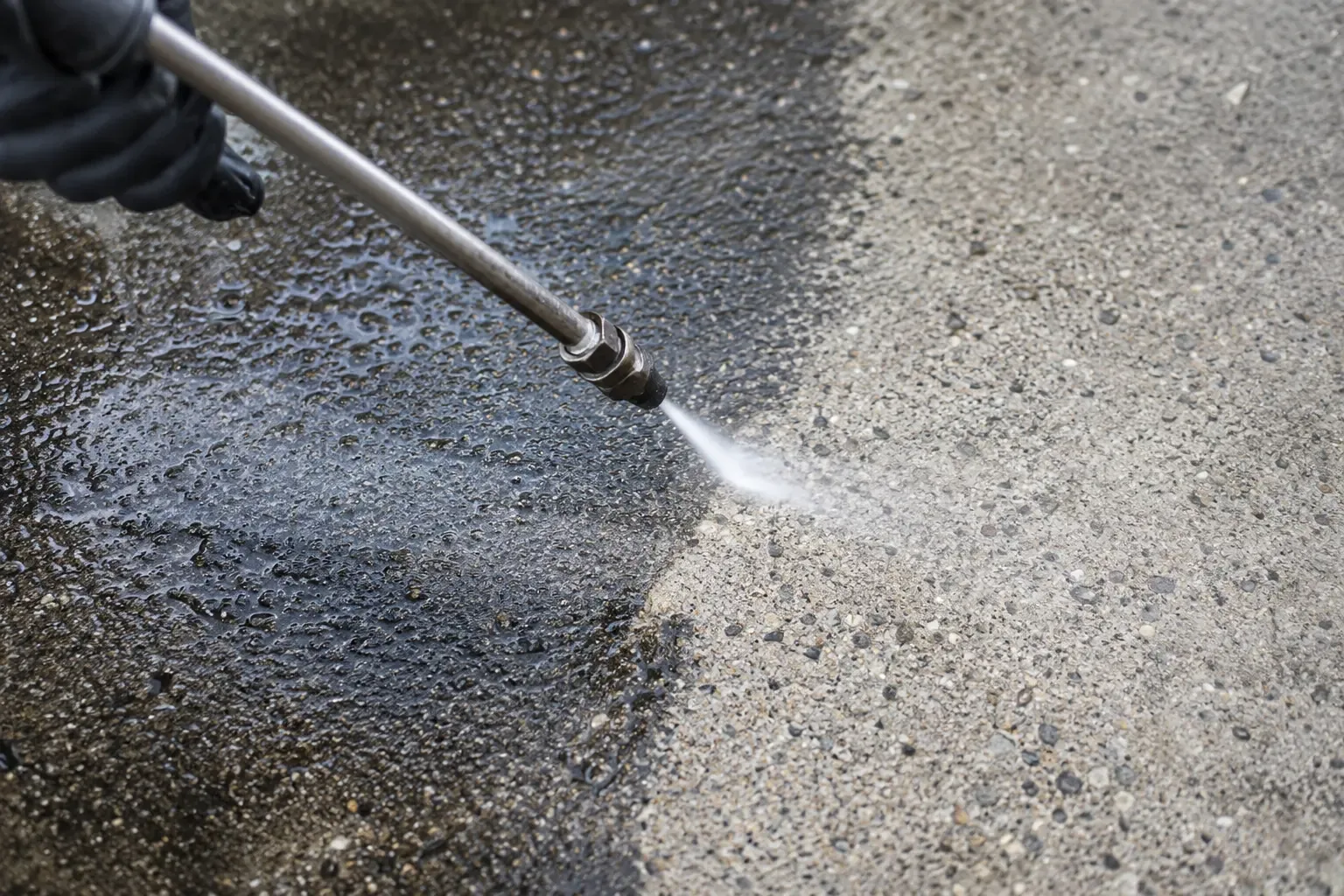 Treating an engine oil stain on a concrete driveway