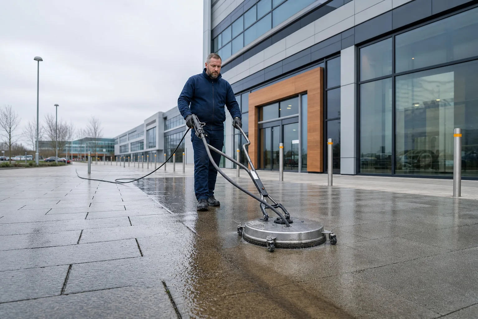 A forecourt cleaned out of hours