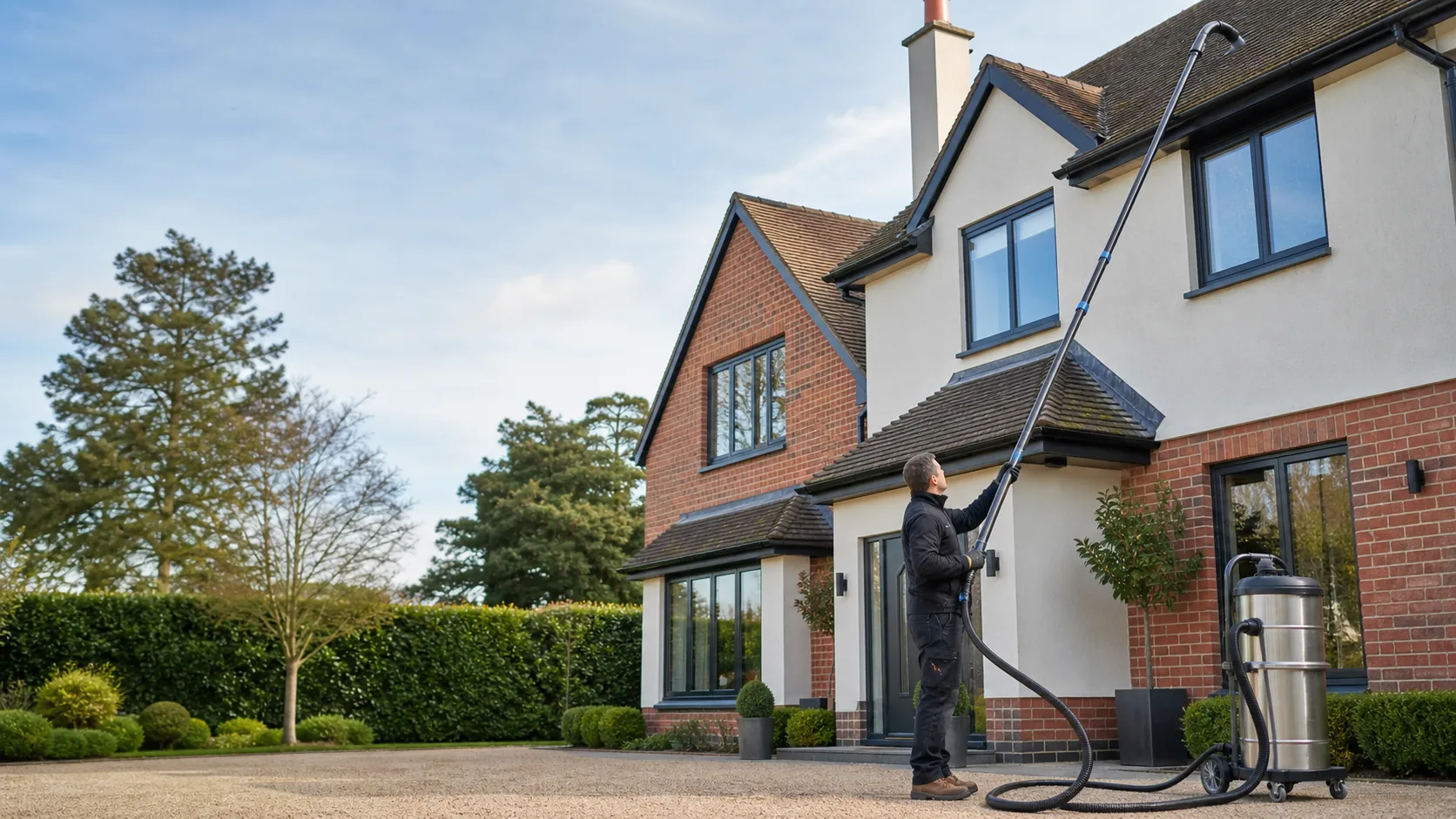 Gutter Cleaning in progress at a Cardiff property