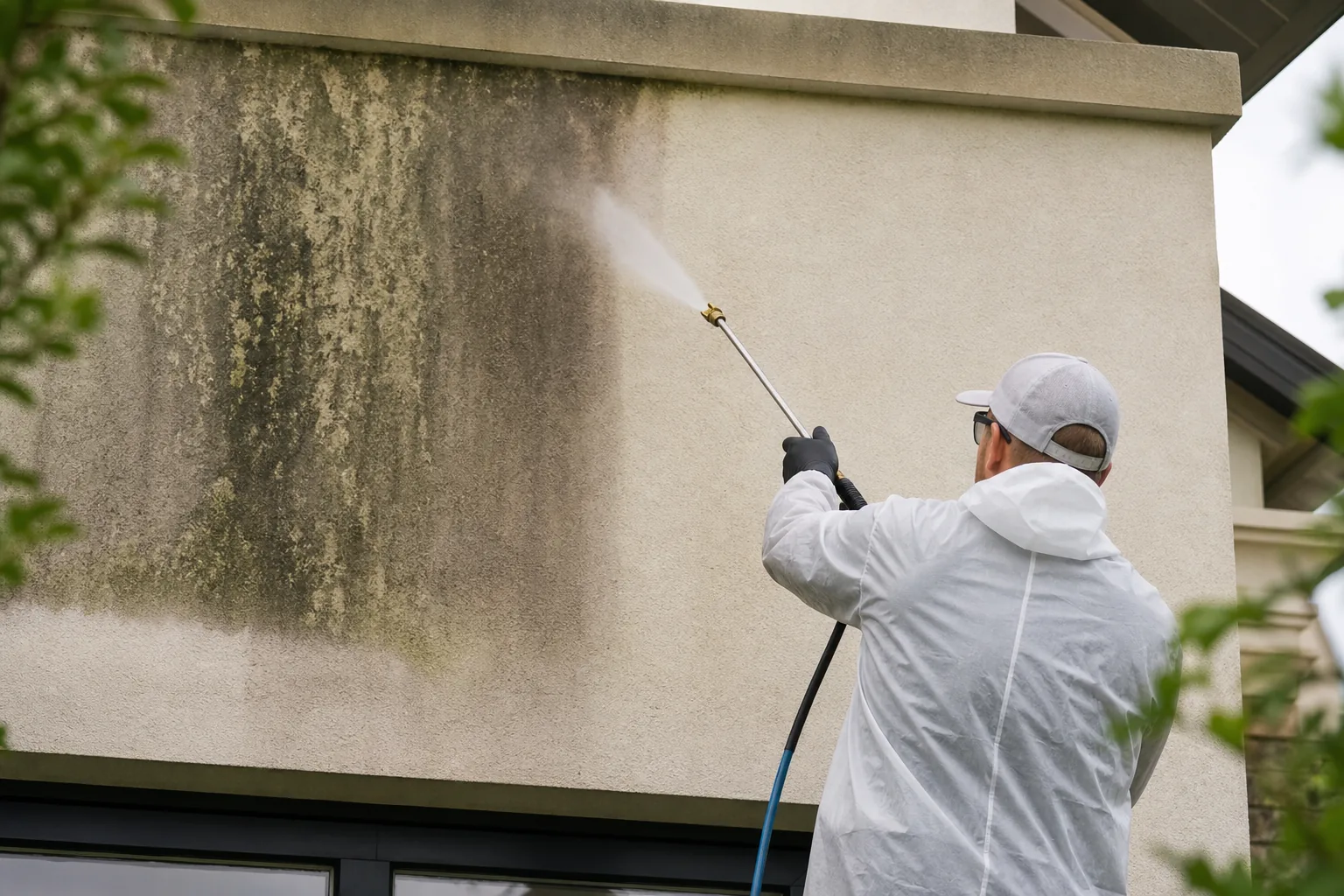 Low pressure fan spray, planting sheeted below